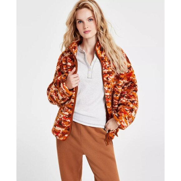 198$ UGG Marlene Front Full Zip Bouclé Jacket Women's Size L Brown Multicolor - Picture 1 of 3